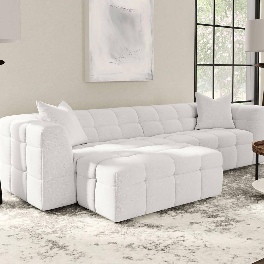 Coaster Everly Off White Boucle FabricTufted Upholstered