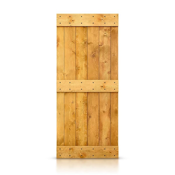 CALHOME 24 in. x 84 in. Distressed Mid-Bar Series Colonial Maple Solid Knotty Pine Wood Interior Sliding Barn Door Slab