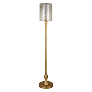 68 in. Gold 1 1-Way (On/Off) Torchiere Floor Lamp for Living Room with Glass Drum Shade