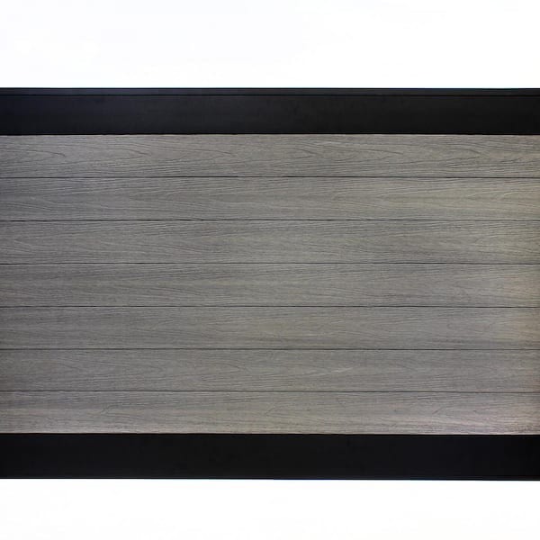 Veranda Euro Style 4 ft. x 6 ft. Black Top Oxford Grey Aluminum/Composite Horizontal Fence Panel