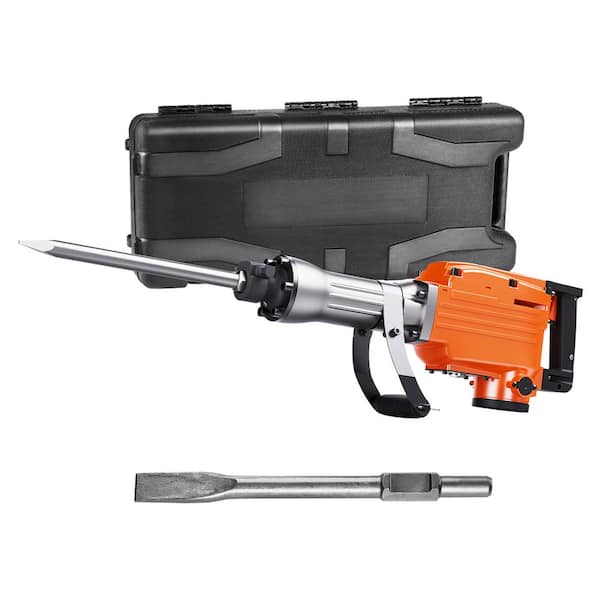 Demolition Jack Hammer, 25.6 x 4.7 in. 2200W Electric Jackhammer Heavy Duty 1350 BPM Concrete Breaker, 2-pcs Chisels Bit