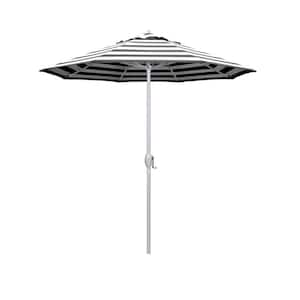 7.5 ft. Matted White Aluminum Market Patio Umbrella Auto Tilt in Cabana Classic Sunbrella