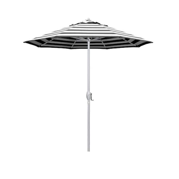 California Umbrella 7.5 ft. Matted White Aluminum Market Patio Umbrella Auto Tilt in Cabana Classic Sunbrella
