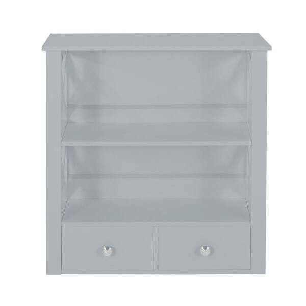 Miscool Anky 23.75 in. W x 8 in. D x 25.75 in. H Bathroom Storage Wall Cabinet in Grey with Drawers and Shelf