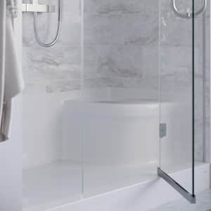 Aquatique 60 in. L x 32 in. W Single Alcove Shower Base Pan with Left Hand Drain and Integral Right Hand Seat in White