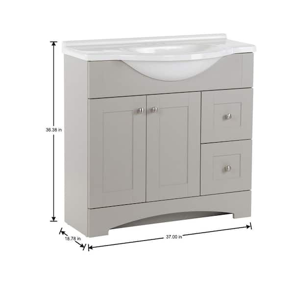 36-in Gray Single Sink Bathroom Vanity with White Cultured Marble Top –  Denali Building Supply