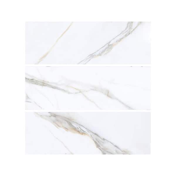 Jeffrey Court Turret Calacatta White 12 in. x 36 in. Glossy