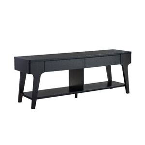 Edward 15.5 in. Black Entertainment Centre with 2-Drawers with Open Bottom Shelf