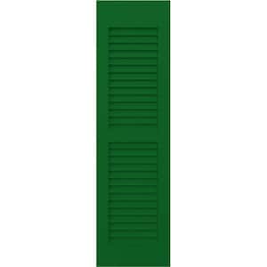 18 in. W x 63 in. H Americraft 2 Equal Louver Exterior Real Wood Shutters (Per Pair), Viridian Green