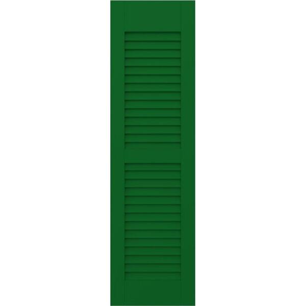 Ekena Millwork 18 in. W x 71 in. H Americraft 2 Equal Louver Exterior Real Wood Shutters Pair in Viridian Green