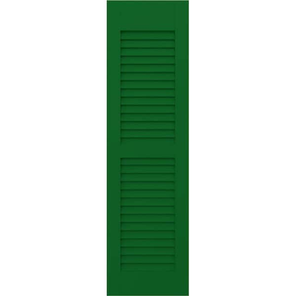 Ekena Millwork 18 in. W x 71 in. H Americraft 2 Equal Louver Exterior Real Wood Shutters Pair in Viridian Green