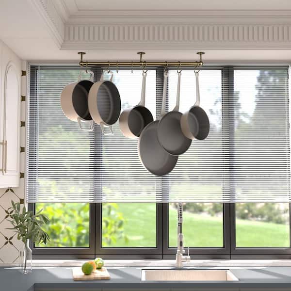 23.7 in. Antique Brass Wall Mounted Hanging Pot Rack with Adjustable S Hooks Stainless Steel Kitchen Utensil Hanger