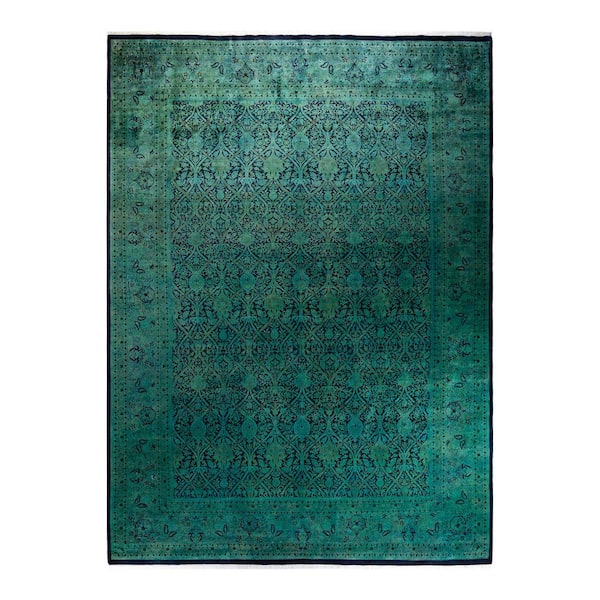 Overdyed Green 10 ft 1 in x 13 ft 1 Wool Indoor Area Rug