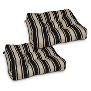 Classic Black Sedona Stripe 19 in. L x 19 in. W x 5 in. Thick Square Patio Seat Cushion (2-Pack)