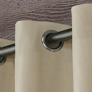 Biscayne Sand Solid Light Filtering Grommet Top Indoor/Outdoor Curtain, 54 in. W x 96 in. L (Set of 2)