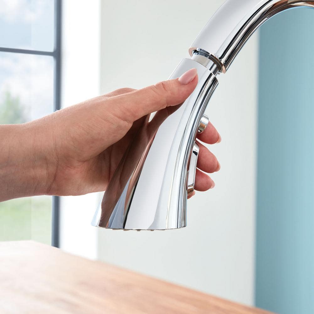 Chrome Modern Pull-Down Kitchen Faucet with Spray