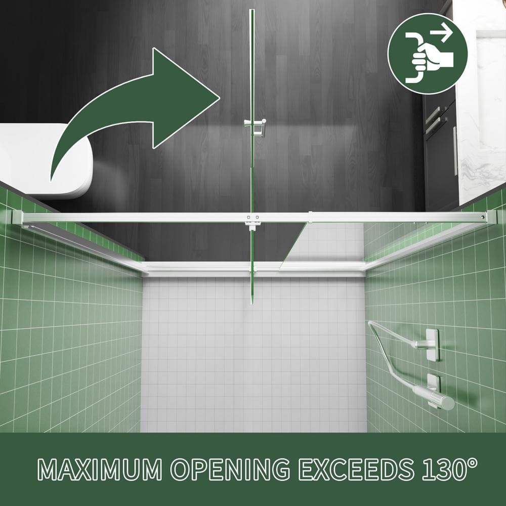 48 in. Chrome Semi-Frameless Pivot Shower Door with Clear Glass