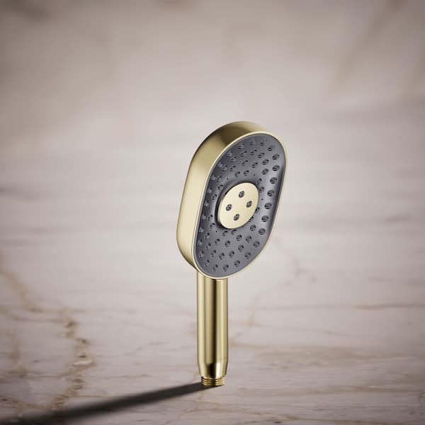 Statement Oblong 3-Spray Patterns Wall Mount Handheld Shower Head 2.5 GPM in Vibrant French Gold