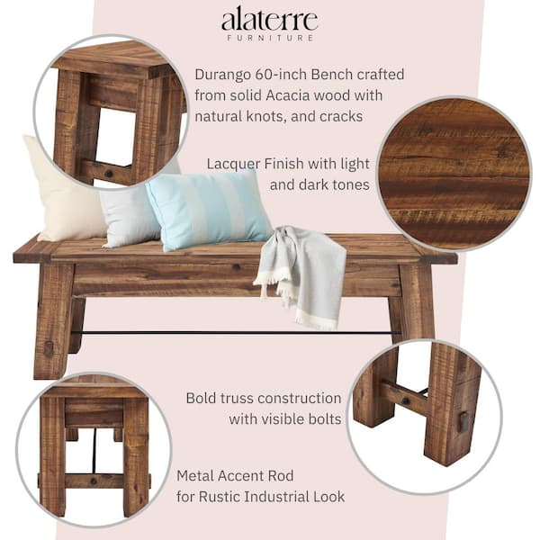 Alaterre Furniture 60 in. L Durango Brown Wood Entryway/Dining