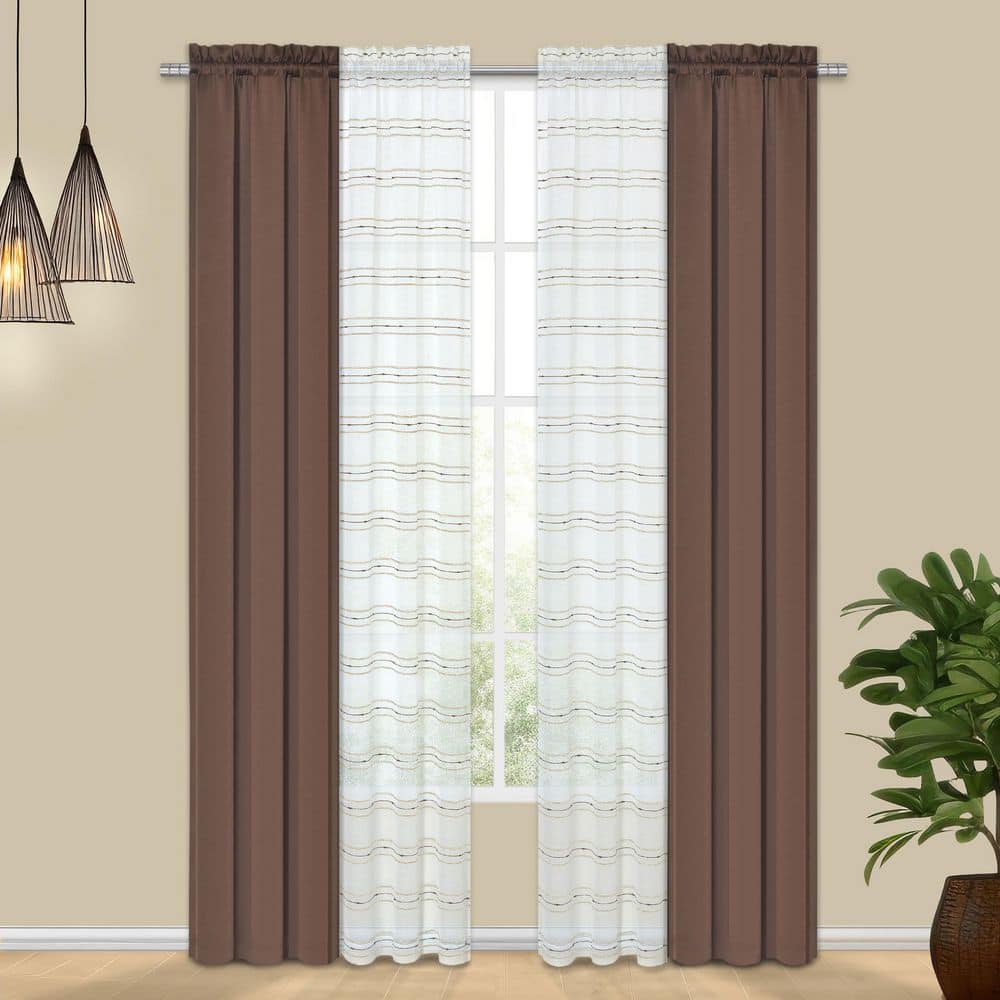 Tribeca Brown Polyester 26 in. W x 84 in. L Rod Pocket Room Darkening Curtain Set of 4 Panels price history on PriceWatchPro