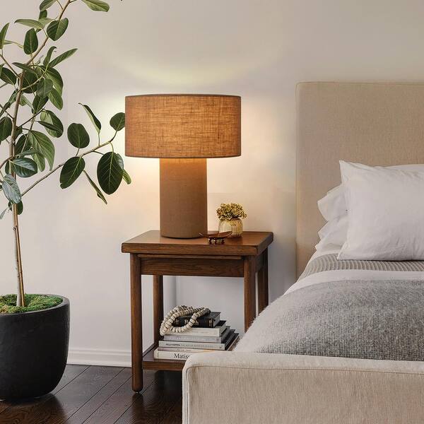 NOVA of California Moonlight 20 in. Beige Table Lamp Woven Burlap
