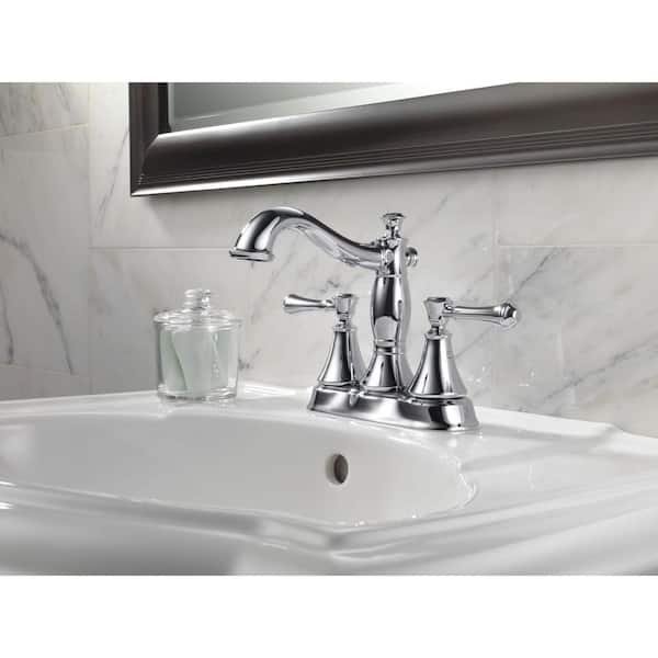 Cassidy 4 in. Centerset 2-Handle Bathroom Faucet with Metal Drain Assembly in Chrome