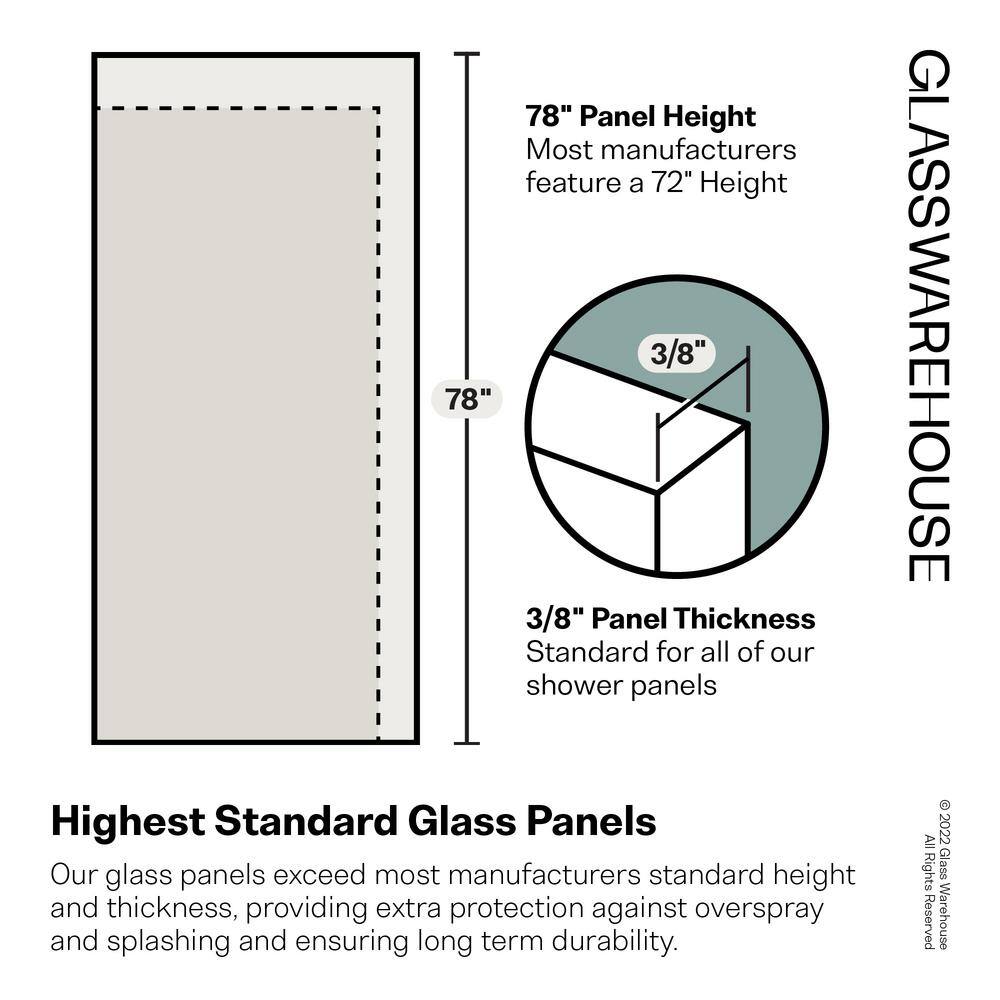Halo 78" Frameless Clear Glass Shower Door with Polished Chrome Hinges