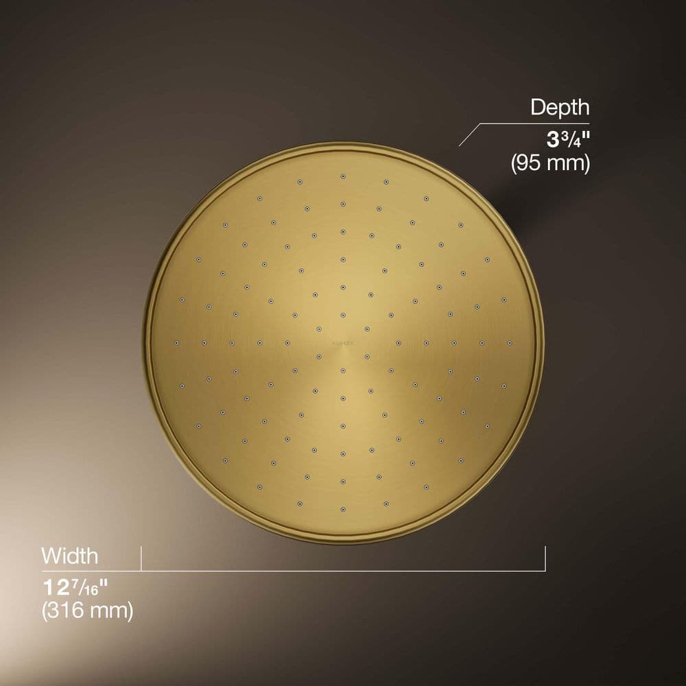 12" Vibrant Brushed Moderne Brass Ceiling Mounted Rain Shower Head