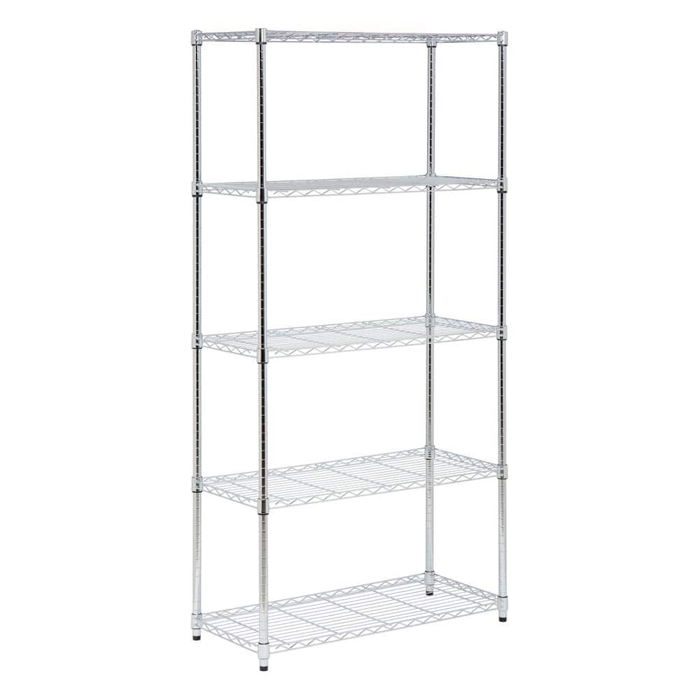 Chrome 5-Tier Heavy Duty Adjustable Steel Freestanding Garage Storage Shelv
