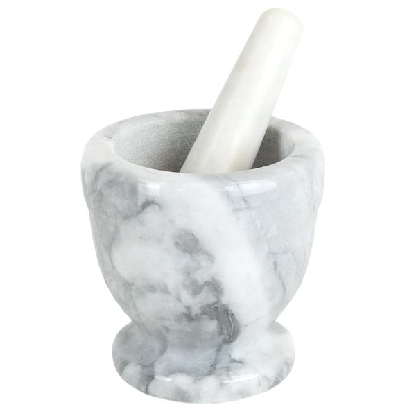 Home Basics Marble White Mortar and Pestle