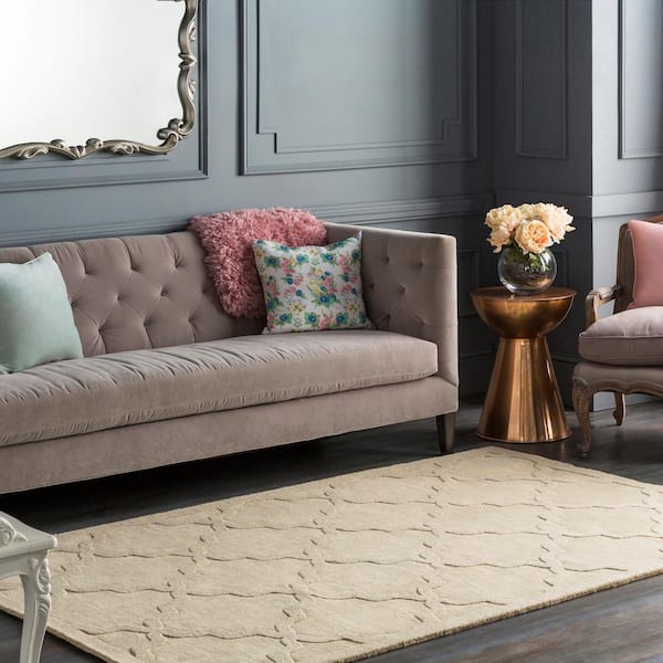 Central Ivory Doormat 3 ft. x 5 ft. Trellis Area Rug