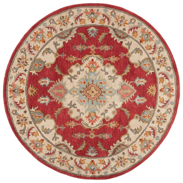 Antiquity 6 ft. x 6 ft. Red/Gray Traditional Medallion Round Area Rug