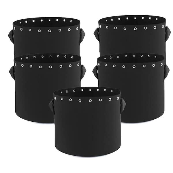 Large Black Fabric Indoor/Outdoor Planter (15.75 in. W x 11.8 in. H) 5-Pack