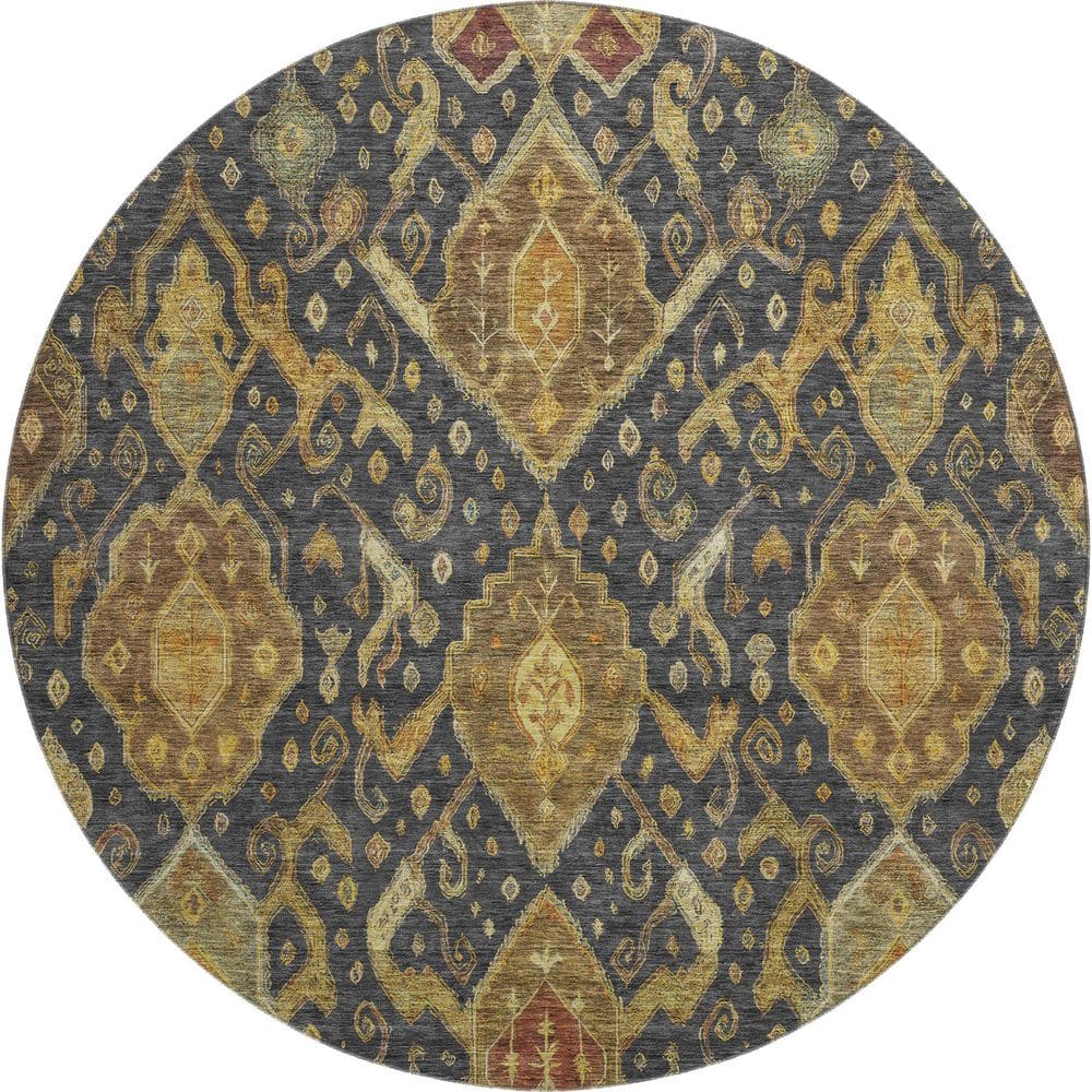 Mayfield Premium Machine Washable Abstract AMF2306 Charcoal 8 ft. x 8 ft. Round Rug price history on PriceWatchPro