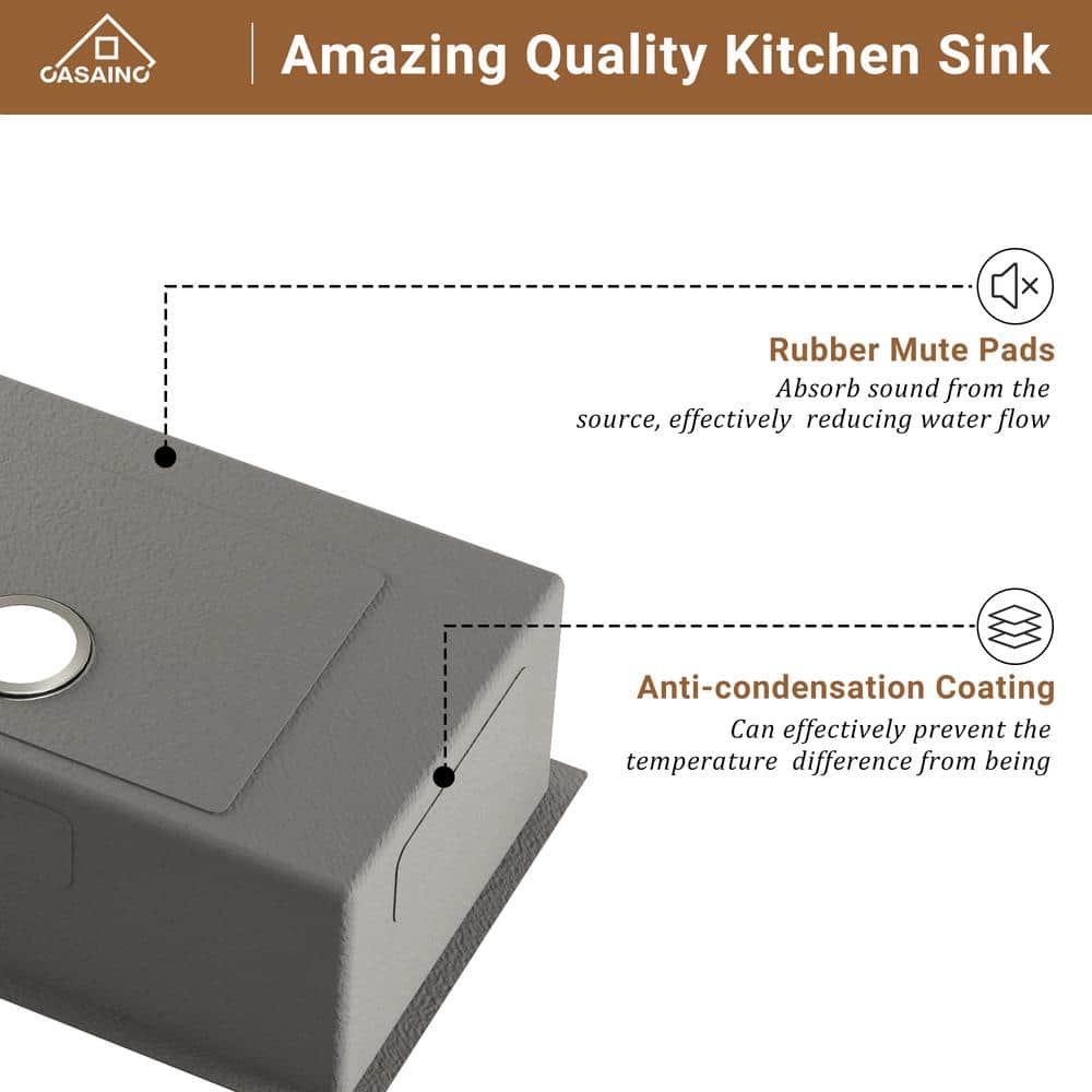 30'' Silver Stainless Steel Undermount Single Bowl Kitchen Sink