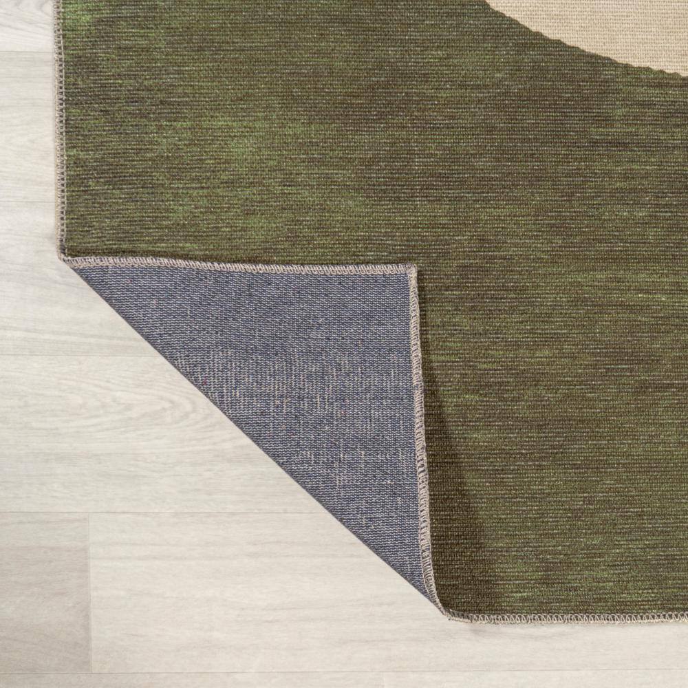 Cirkel Cream and Olive Geometric 4' x 6' Washable Rug