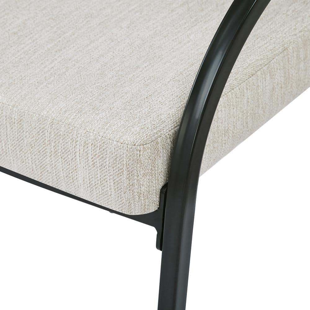 Outdoor Upholstered Dining Chairs with Metal Legs and Beige Cushion Guard (Set of 2) (no test)