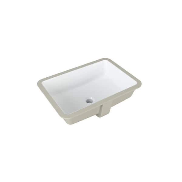 Glacier Bay 22 in. Ceramic Rectangular Undermount Bathroom Sink in White with Overflow Drain