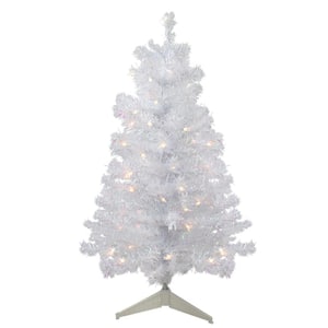 3 ft. Pre-lit Rockport White Pine Artificial Christmas Tree Clear Lights