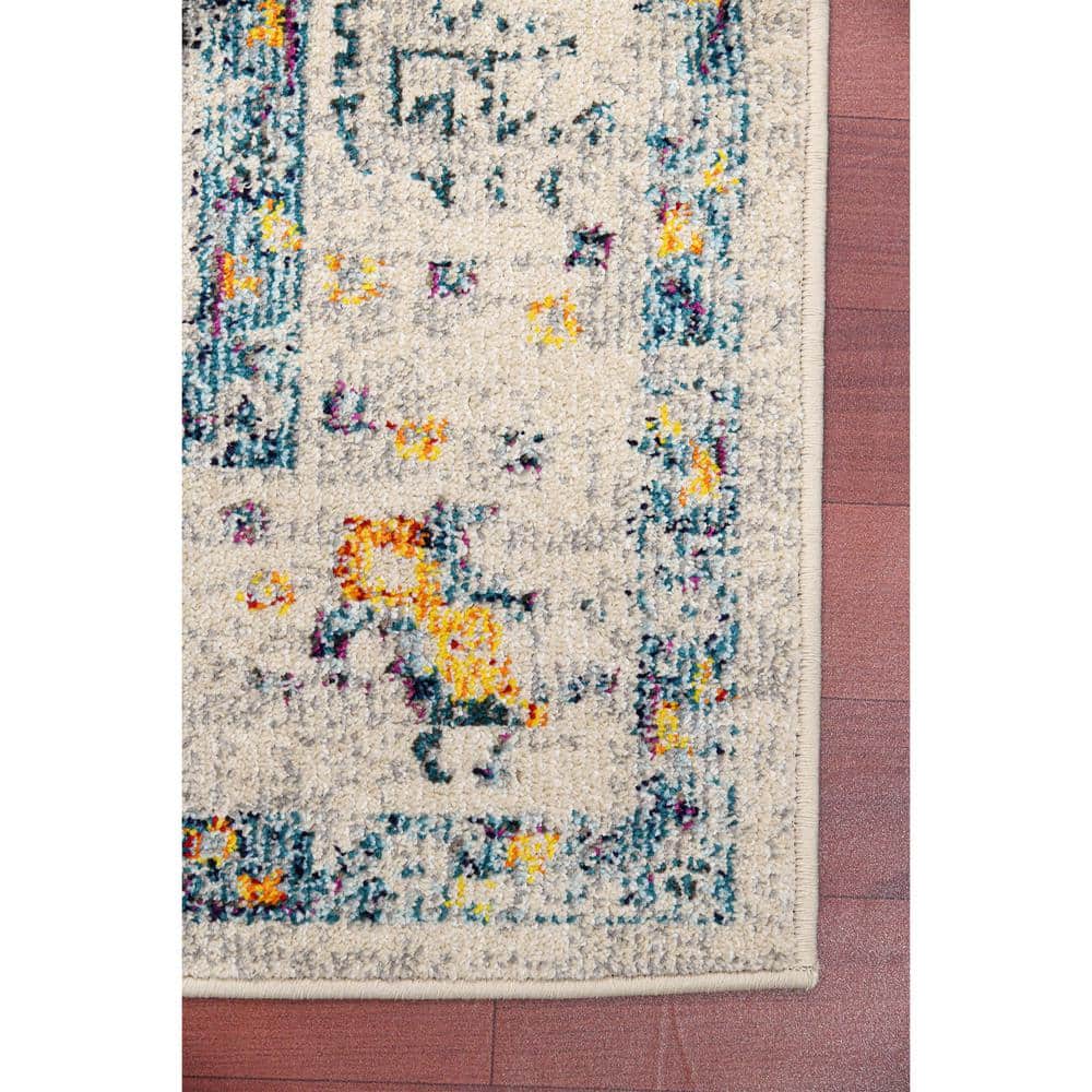 Uptown Bohemian Ivory & Yellow 8'10"x11'10" Synthetic Area Rug