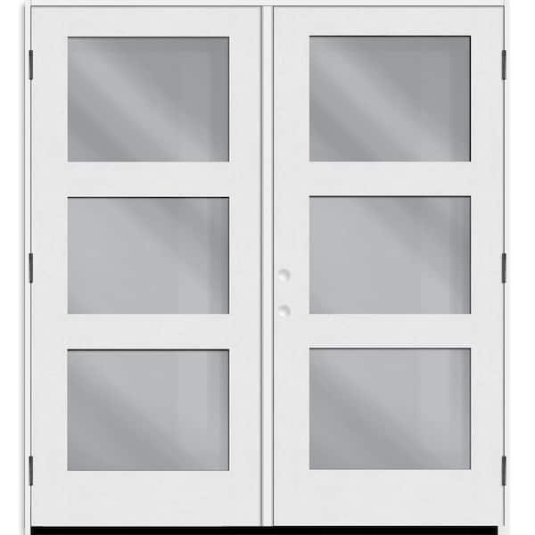 Steves & Sons Regency 72 in. x 80 in. Modern 3L Equal Clear Glass Primed LHOS Unfinished Fiberglass Retro Patio Door with 6 in. Jamb