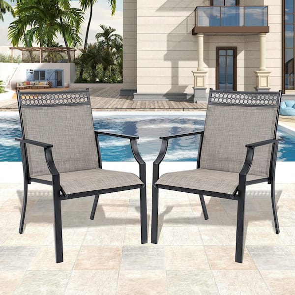 Liviza Metal Outdoor Dining Chair (Set of 2), Brown