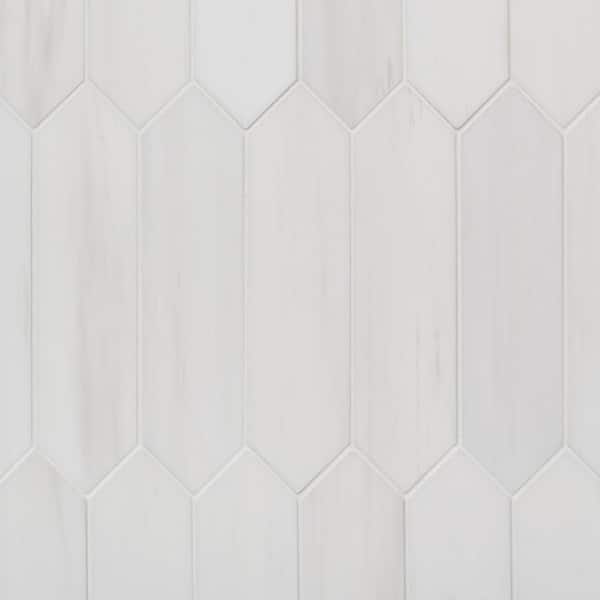 Ivy Hill Tile Bianco Dolomite White 2.95 in. x 10.53 in. Picket Honed Marble Floor and Wall Tile (4.31 sq. ft. / Case)