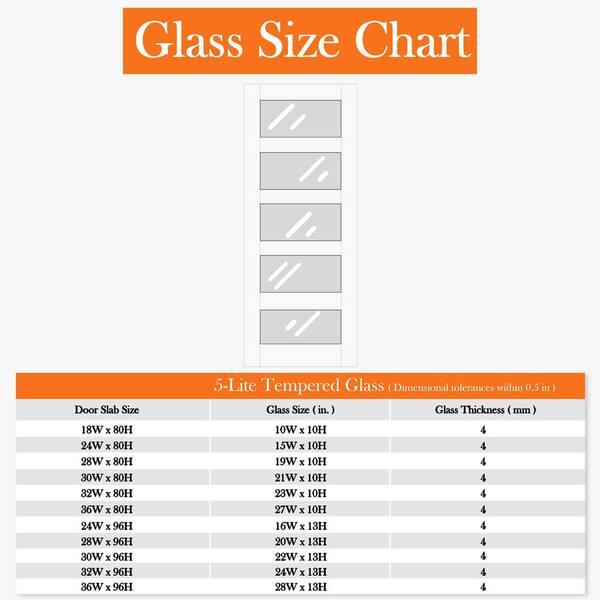 ARK DESIGN 48 in. x 80 in. 5-Lite Tempered Frosted Glass White