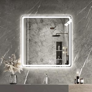 Anky 36 in. W x 36 in. H Square Frameless Horizontal or Vertical Wall Mounted LED Bathroom Vanity Mirror in Silver