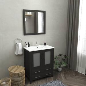 Brescia 30 in. W x 18 in. D x 36 in. H Bath Vanity In Espresso with Vanity Top in White with White Basin and Mirror
