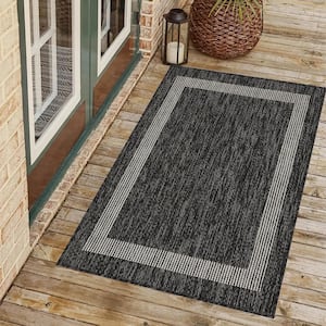 Azelia Black and Ivory 2 ft. x 3 ft. Indoor/Outdoor Area Rug