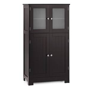 23 in. W x 12 in. D x 43 in. H Bathroom Floor Storage Cabinet Kitchen Cupboard w/Doors and Adjustable Shelf Brown