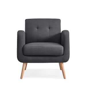 Kingston Charcoal Linen Mid Century Modern Arm Chair