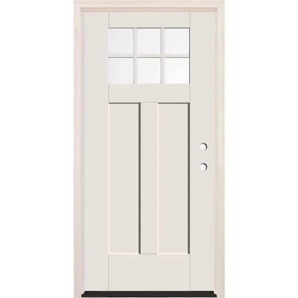 Builders Choice 36 in. x 80 in. Left-Hand Clear Glass Unfinished Fiberglass Prehung Front Door with 4-9/16 in. Frame and Bronze Hinges
